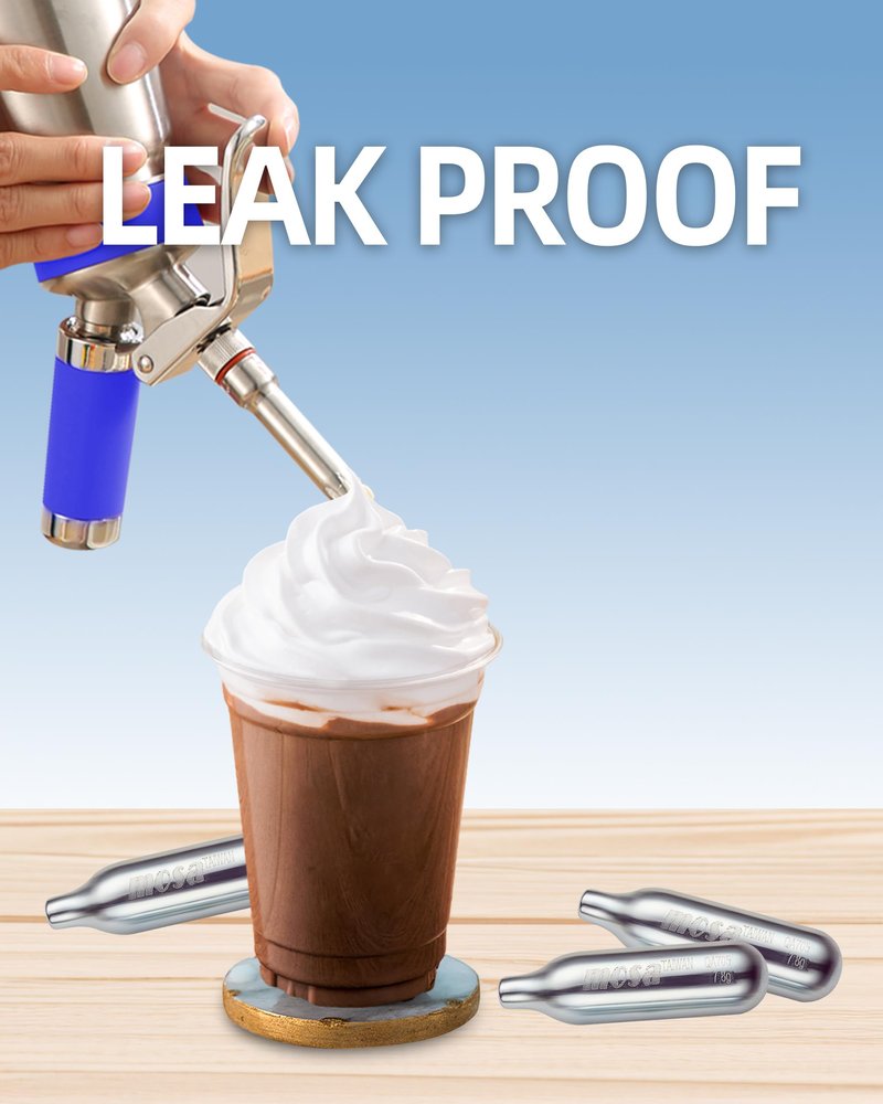 MOSA Professional 1 Pint (500mL) Blue Stainless Steel Whipped Cream Dispenser, 3-in-1 Cream Whipper, Nitro Cold Brew Maker & Soda Siphon, Fits 8g N2O, 2g N2 & 8g CO2 Chargers, NSF Certified