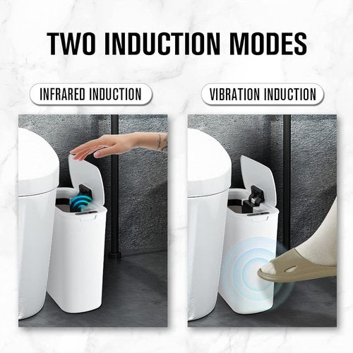 Cesun Automatic Motion Sensor Trash Can - Touchless 2.6 Gallon Slim White Wastebasket for Bathroom & Office