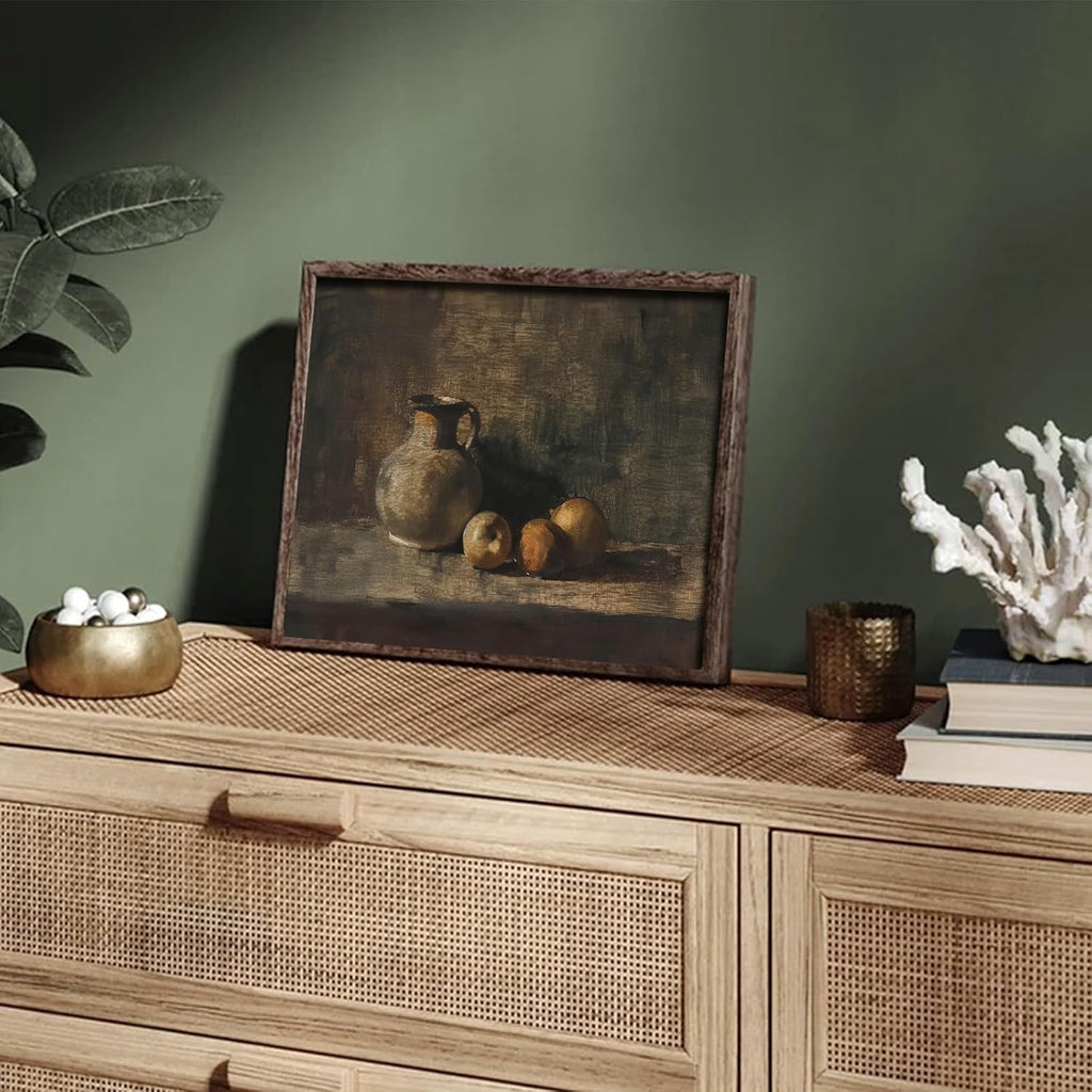 XOCUUI Rustic Vintage Still Life Picture - Peach Fruit Oil Painting Art for Living Room | 8 x 10 No Frame