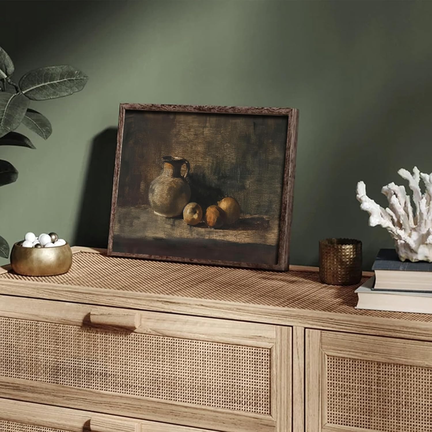 XOCUUI Rustic Vintage Still Life Picture - Peach Fruit Oil Painting Art for Living Room | 8 x 10 No Frame