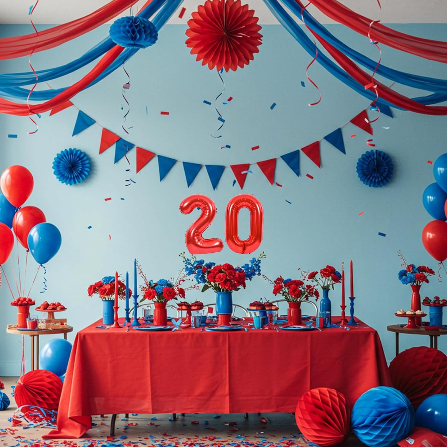 TONIFUL 16-Inch Red Mylar Foil Number Balloons | 10-Pack for Birthdays, Anniversaries, and Celebrations