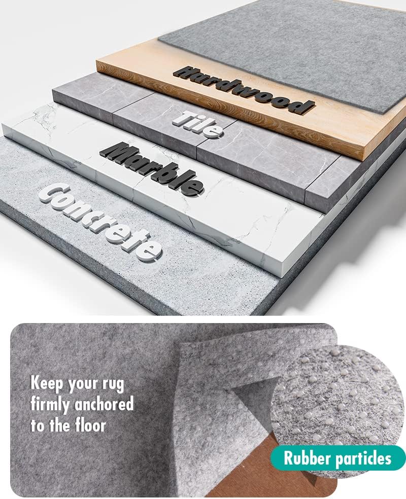 Non Slip Rug Pad Gripper - Extra Thick 1/4” Felt Padding for Area Rugs | 8x10 Feet for Hardwood Floors
