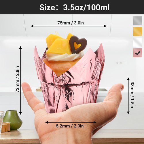 Cupcake Liners, EUSOAR 3.5oz Aluminum Foil Baking Cups 150pcs, Muffin Cups, Disposable Tulip Style Cupcake Cups, Baking Cups, Aluminum Cupcake Pan Ramekin Holders