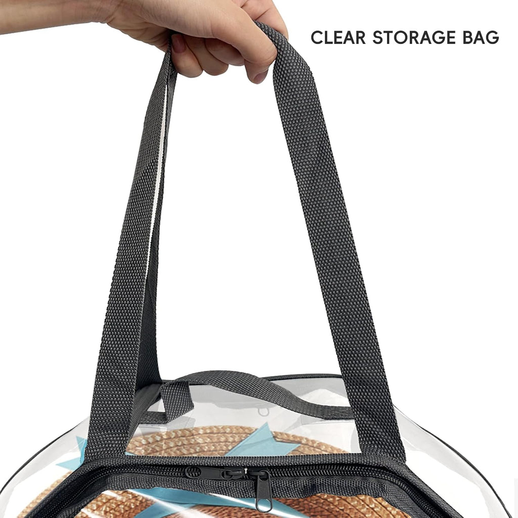 VERONLY Hat Organizer - Clear Storage Boxes for Women with Dual Zipper & Handles | Foldable Travel Design, 2 Pack - Black, 16" D x 7" H