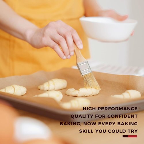 KITESSENSU Nonstick Baking Pans Set - 7-Piece Bakeware with Cake, Loaf, Muffin, Cookie Pans & Mitts | Gold