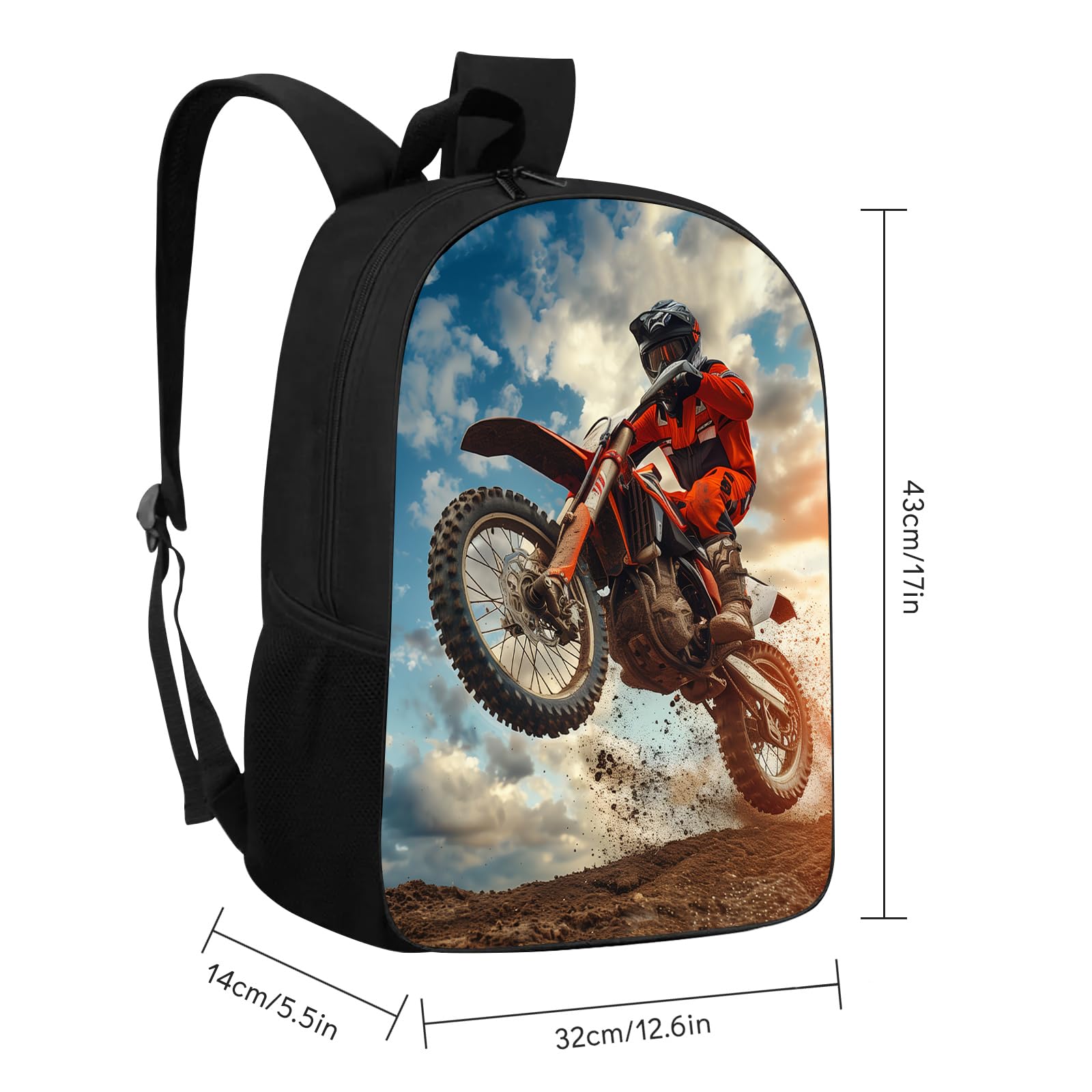 UIACOM Unisex Motorcycle Backpack Motocross Sport Vehicle School Bag Motorcycle Rider Driving on The Mountains Shoulders Backpack Travel Daypacks for Women Men Teens Kids, 17 Inch
