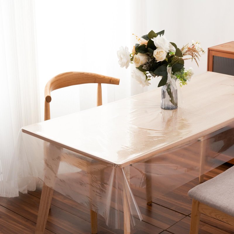 Rawgoodz Clear Plastic Tablecloth Protector Rectangle 60x84 inch Waterproof Oilproof Stain Resistant Wipeable Table Cover for Dining Tables