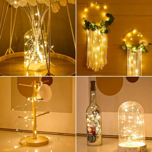 HXWEIYE Fairy Lights - 6 Pack Battery Operated 7ft 20LED Mini Starry Lights for Indoor/Outdoor Decor | Warm White