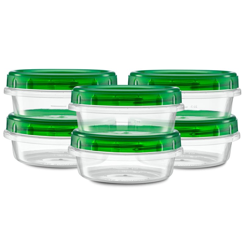 ELEGANT DISPOSABLES (8 Ounce 20 Pack) Twist cap Containers Clear Bottom With Green Top Screw on Lids Twist Top Food Storage Freezer Containers