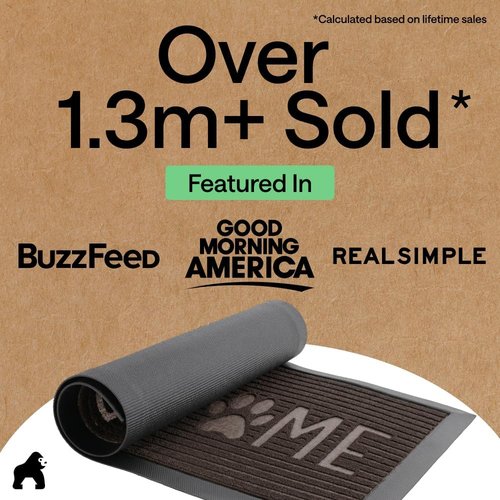GORILLA GRIP Waterproof All-Season WeatherMAX Doormat - 35x23 Natural Rubber | Stain & Fade Resistant, Easy Clean Espresso Mat