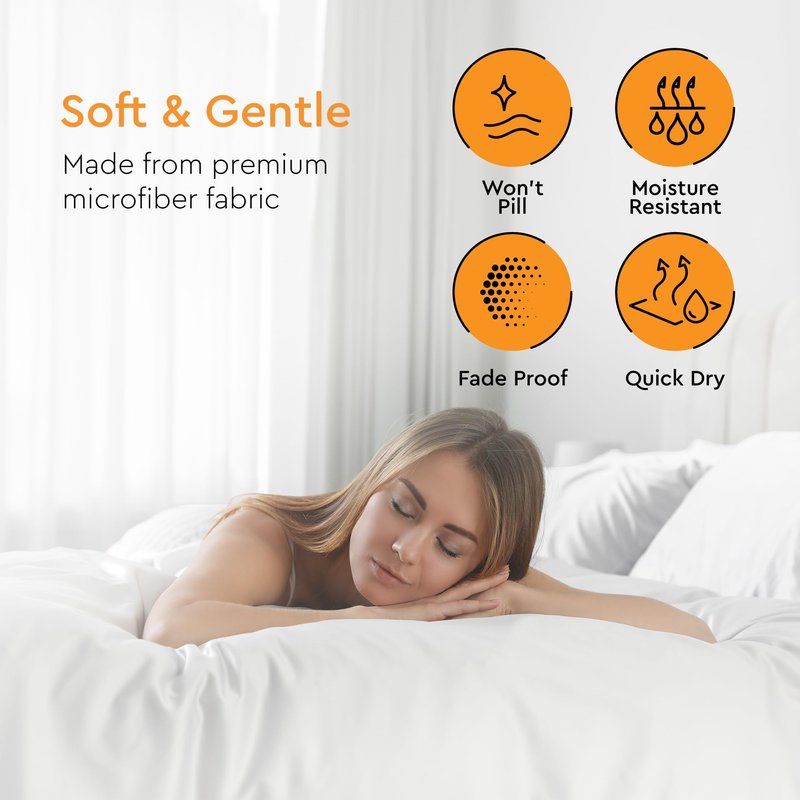 Sleep Mantra King Size Sheets Set - Includes 1 Flat & 1 Fitted Sheets & 2 Pillowcases - Breathable, Soft - Wrinkle Free & Machine Washable - Cooling Sheets King Size Bed - White, Set of 4