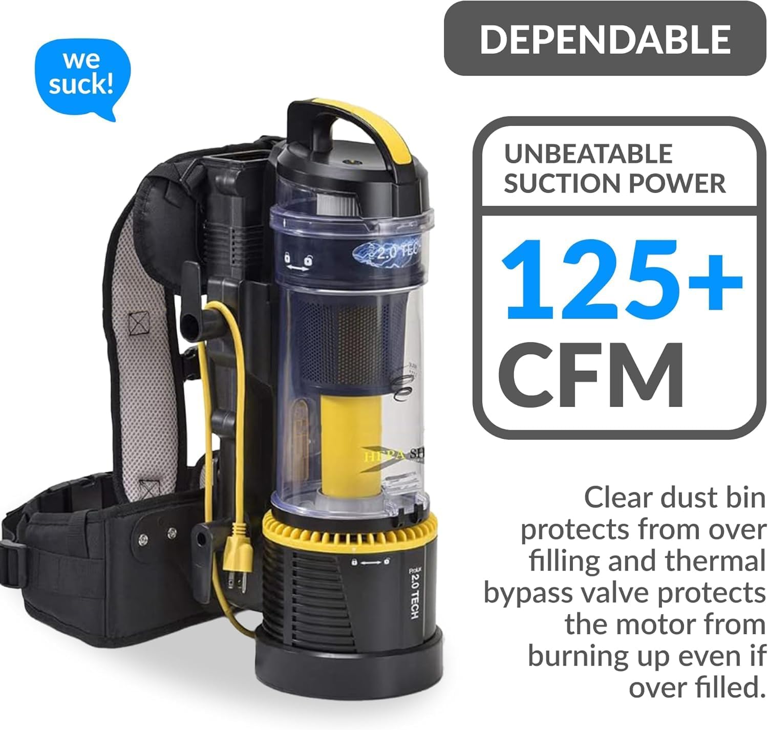 Prolux 2.0 Commercial Bagless Backpack HEPA Vacuum - Professional Model for Deep Cleaning