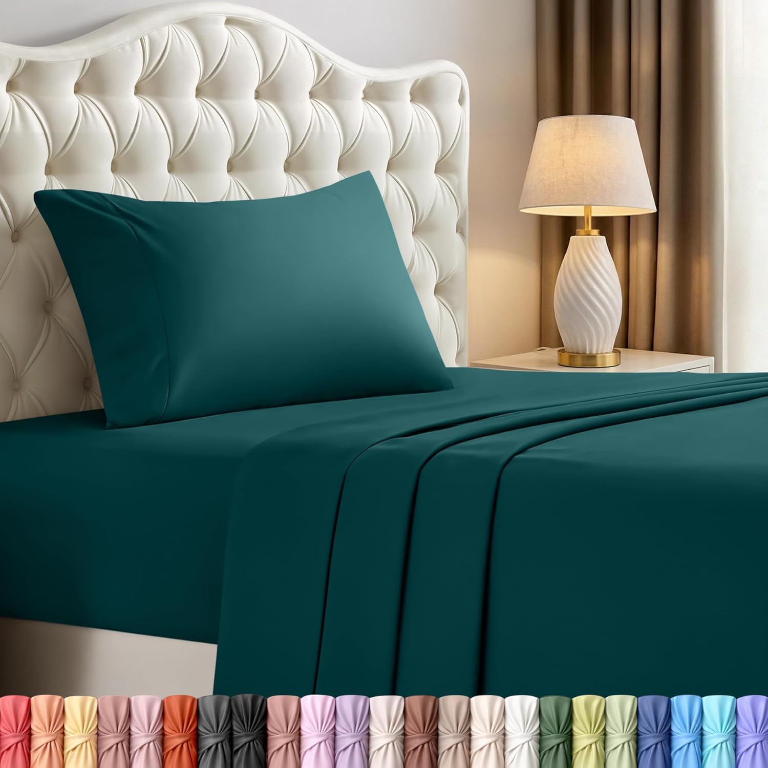 Utopia Bedding Twin Sheet Set - Soft & Breathable 3-Piece Microfiber Bed Sheets | Teal Green