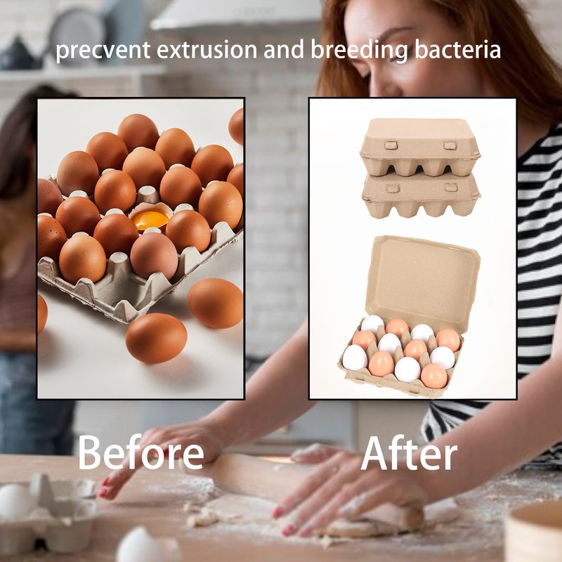 Ccuiicy 20 Pack Egg Cartons Bulk, 3x4 Style Reusable Empty Natural Paper Pulp Egg Cartons, Sturdy Design Egg Holder Containers for Fresh Chicken Eggs