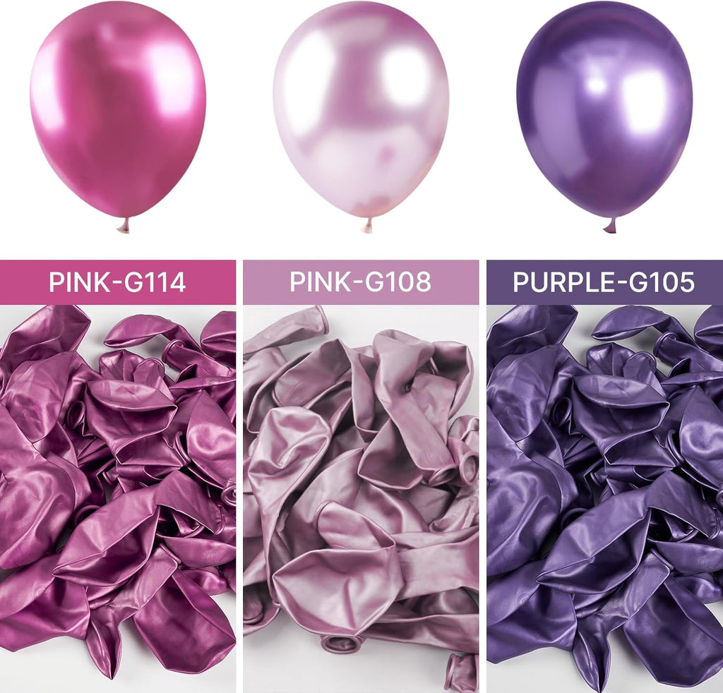PartyWoo Metallic Pink Balloons - 50 Pcs 12 Inch Pinkish Purple for Wedding & Birthday Decorations