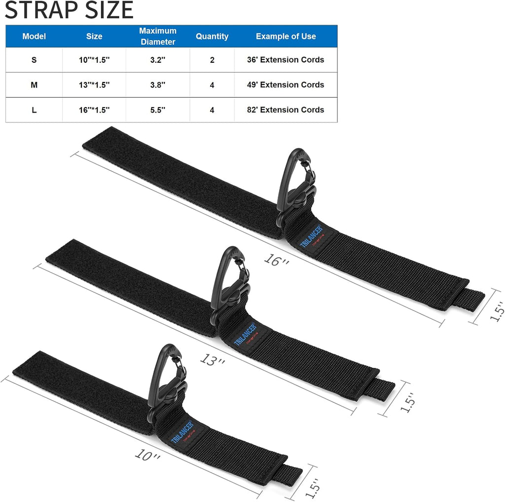 Trilancer Heavy Duty Storage Straps - 10-Pack Hook-and-Loop Cord Organizers for Cables & Hoses