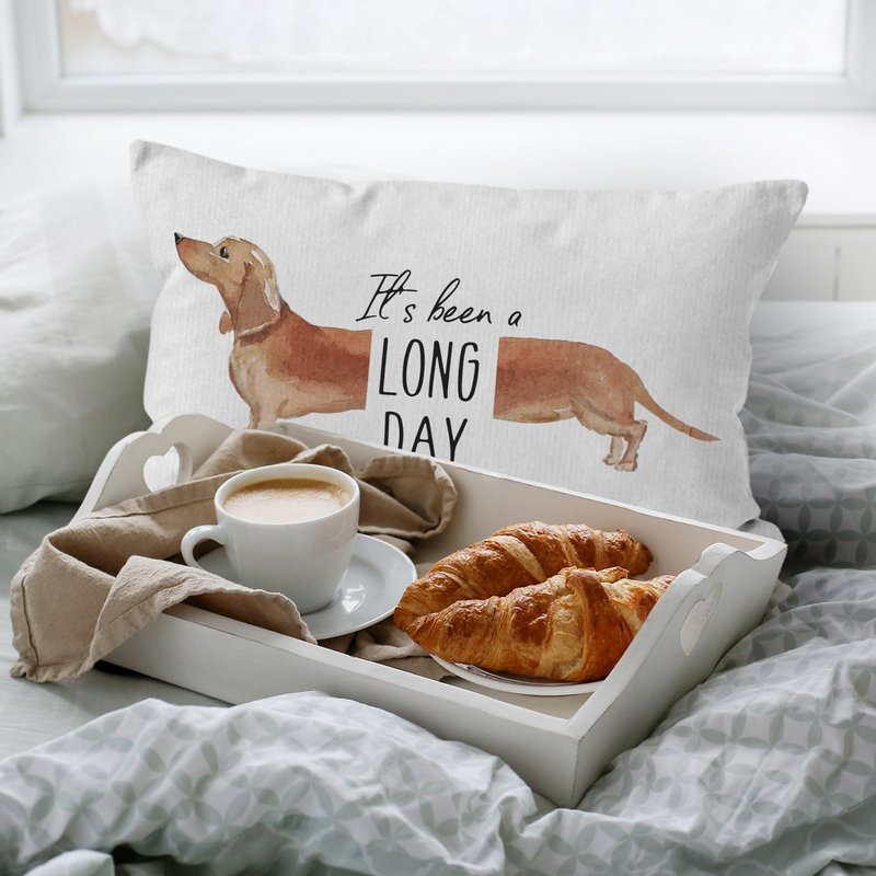 HIWX It's Been A Long Day Pet Dog Dachshund Decorative Pillowcase Throw Pillow Cover, Funny Dachshund Dog Quote for Sofa Bed Room Home Couch Decor 12 x 20 Inch Pillow Case