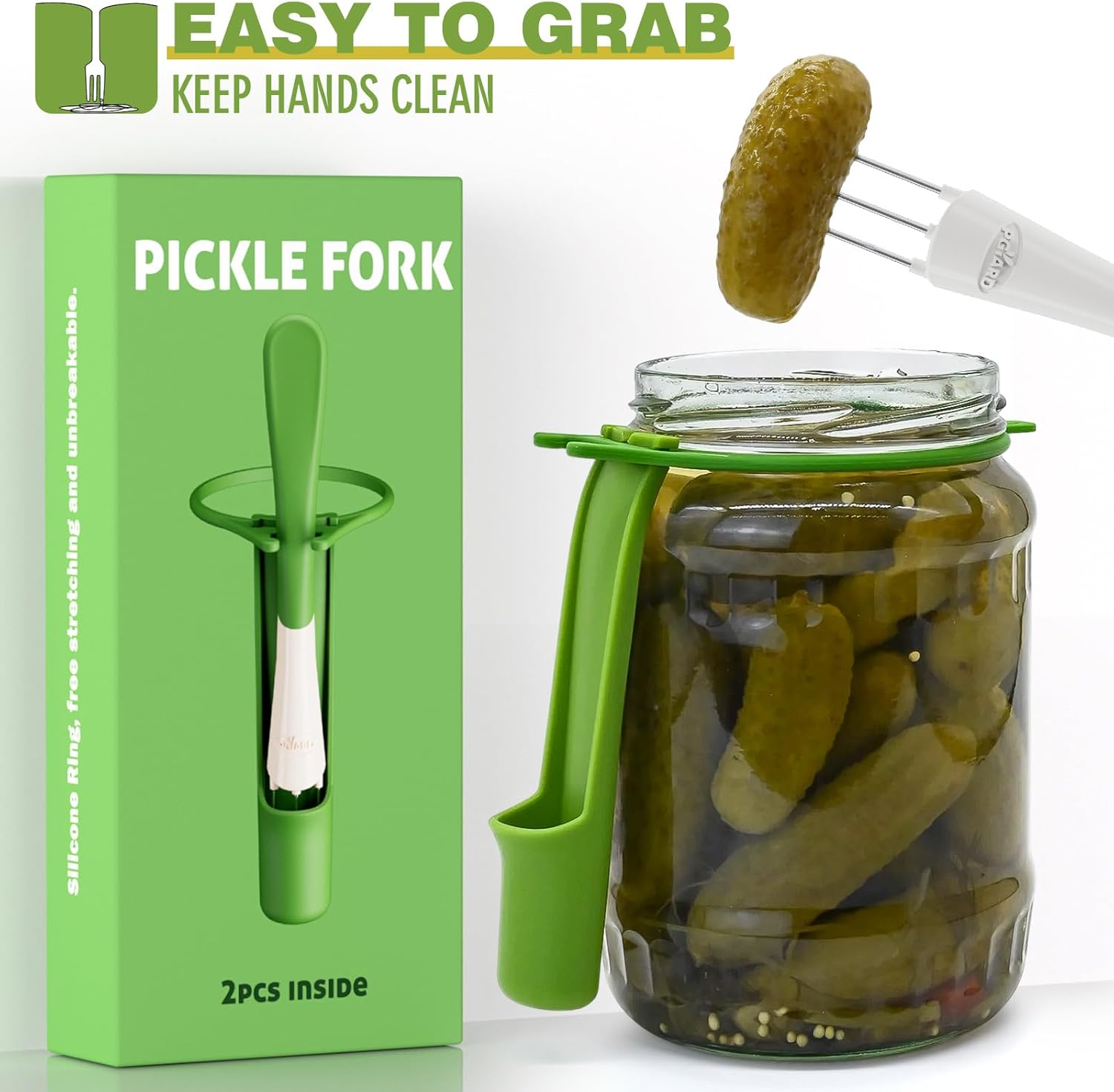 Skiennix Pickle Fork Set - Essential Pickle Grabber Tools for Jars | Perfect for Olives & Green Veggies