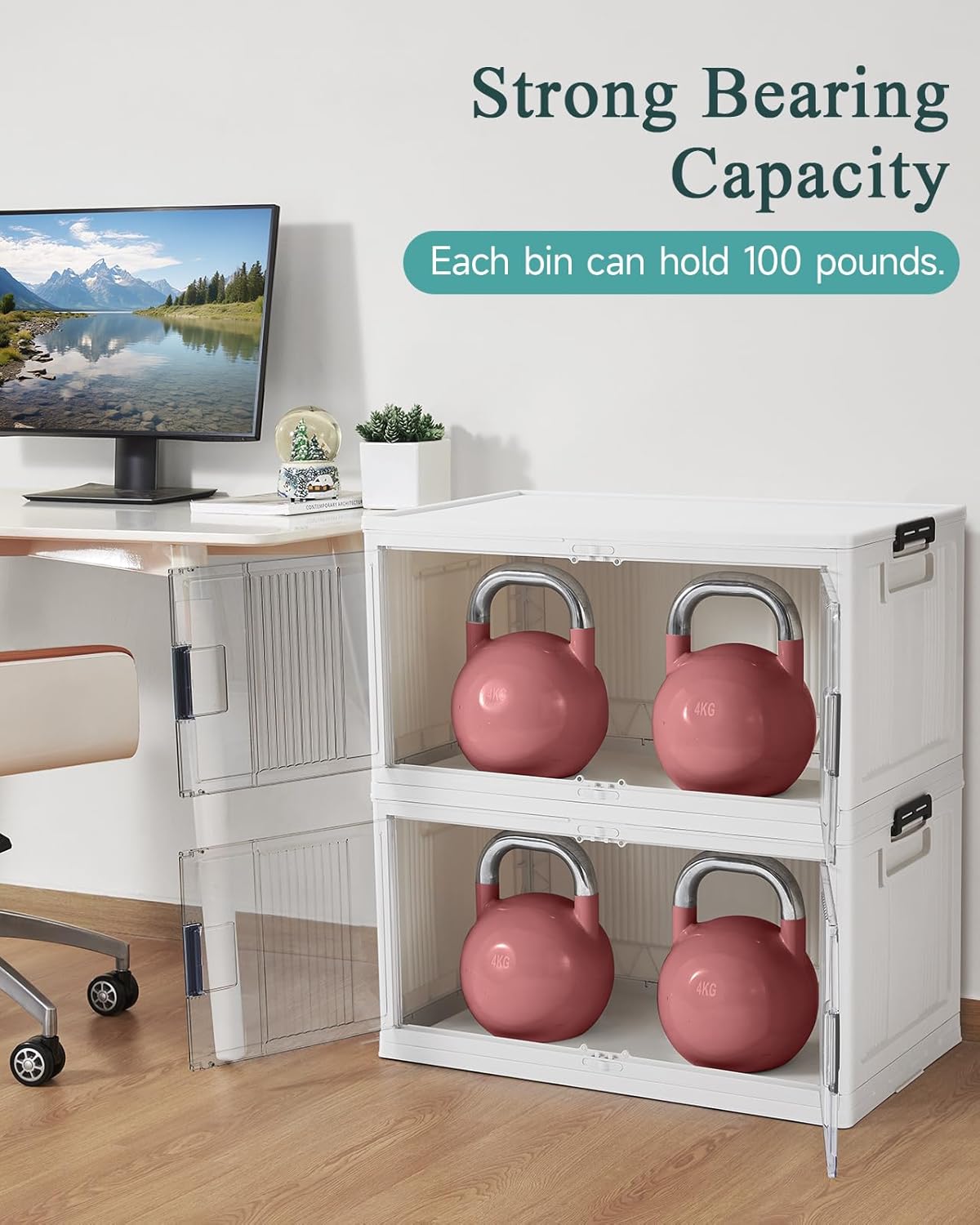 OlarHike Stackable Storage Bins - 97QT Collapsible Plastic Boxes with Lids & Wheels | 3-Pack for Easy Organization