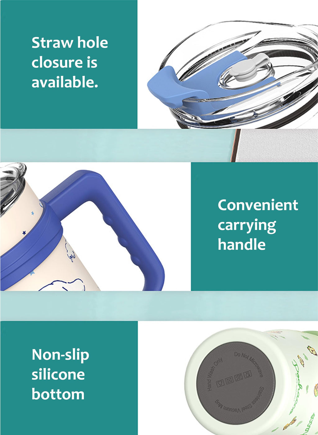 Many Rainbows Hangyodon Stainless Steel Insulated Tumbler with Lid, Straw & Handle 1200ml - XL Size