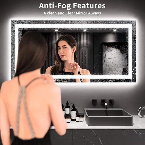 LOAAO 60X30 LED Bathroom Mirror - Dimmable, Anti-Fog, Backlit & Front Lit | Lighted Vanity Mirror with Memory Function