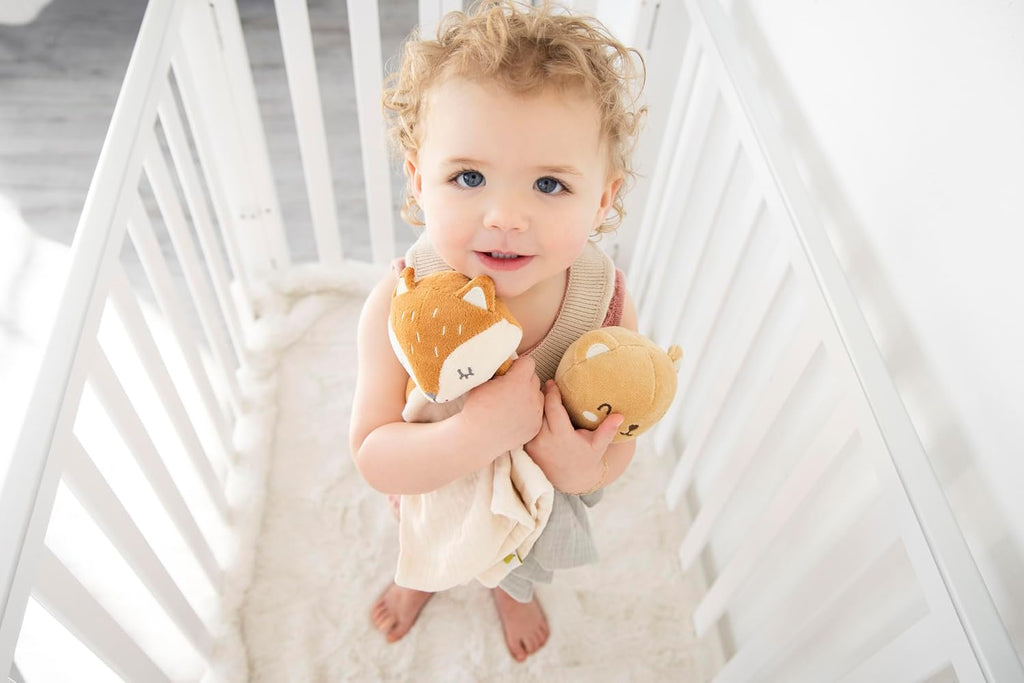 Pearhead Fox Baby Lovey - Organic Cotton Muslin Security Blanket | Soft & Breathable Snuggle Toy for Newborns, 0+ Months