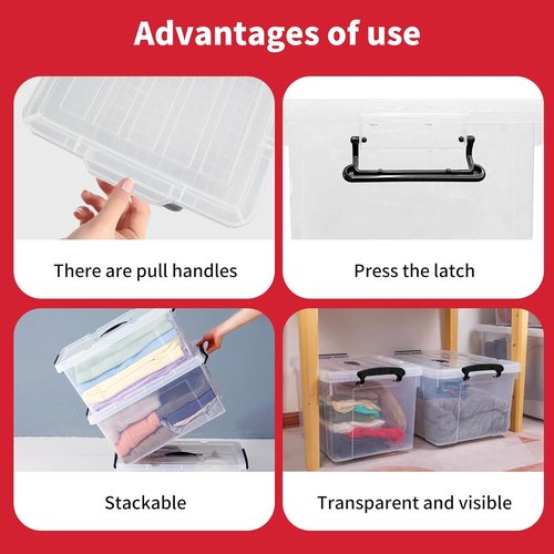 Heavy-Duty Clear Storage Bins by 90 Quart | 4-Pack Premium Organizing Containers with Lids - BPA-Free, Stackable Design