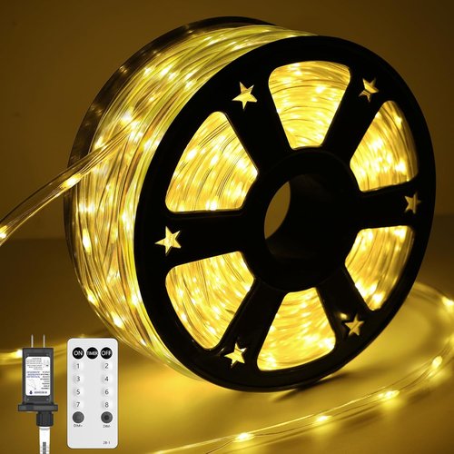 720 LED Rope Lights by 100FT - Waterproof Outdoor & Indoor Decoration with Remote, 8 Modes & 4 Brightness Levels | Warm White