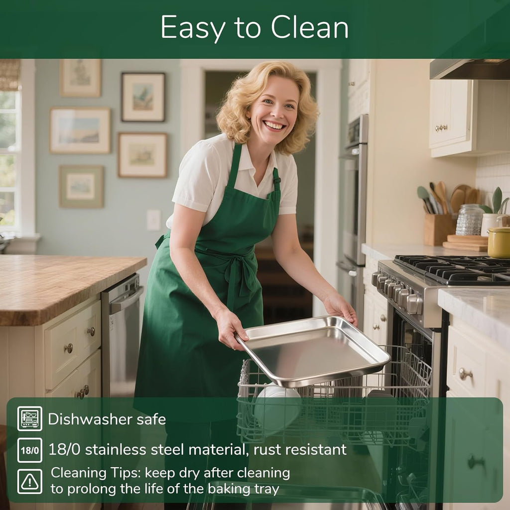 Regine Switzerland 18/0 Stainless Steel Baking Sheet - 12.4 Inch Oven-Safe Non-Toxic Cookie Sheet | Rust Resistant & Easy to Clean