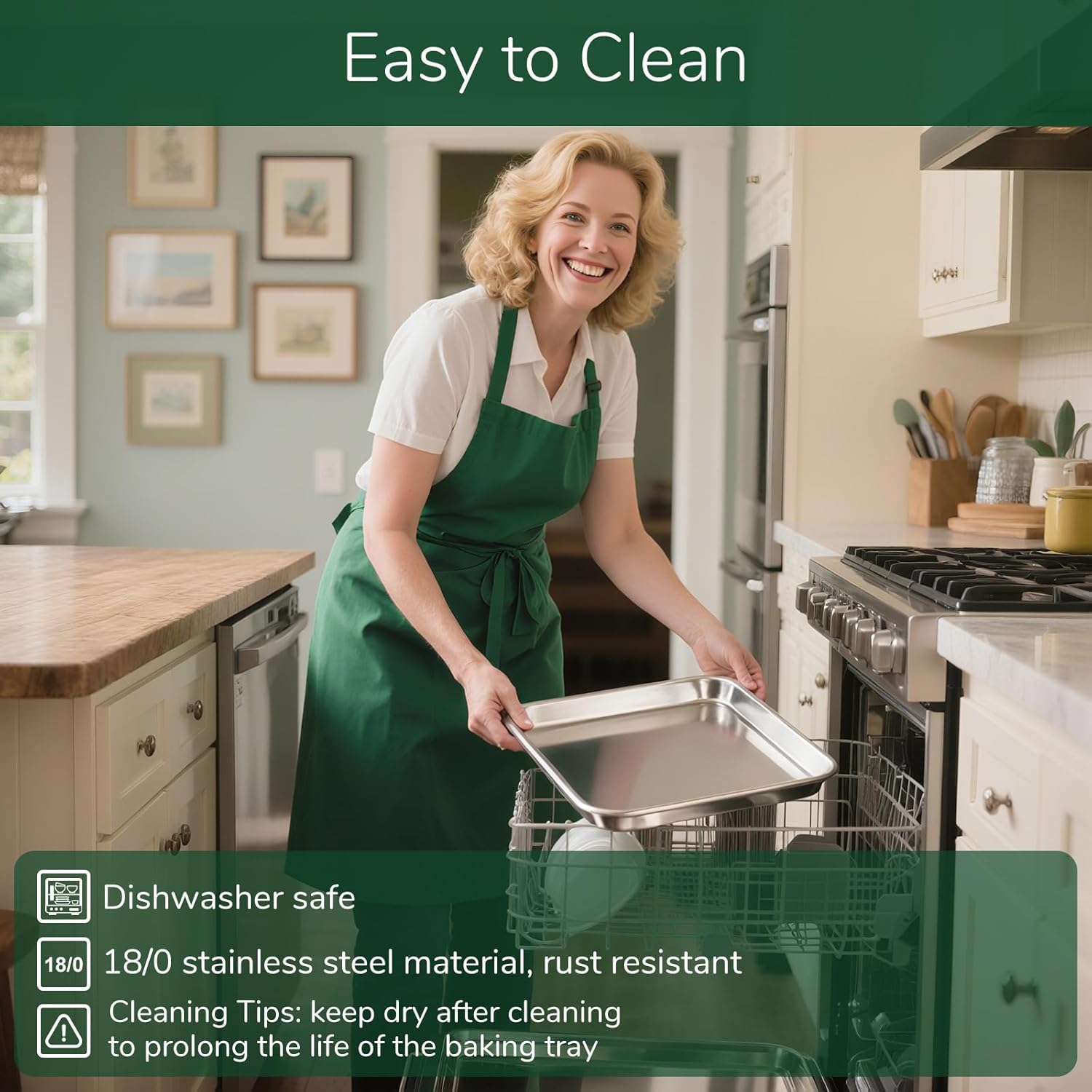 Regine Switzerland 18/0 Stainless Steel Baking Sheet - 12.4 Inch Oven-Safe Non-Toxic Cookie Sheet | Rust Resistant & Easy to Clean