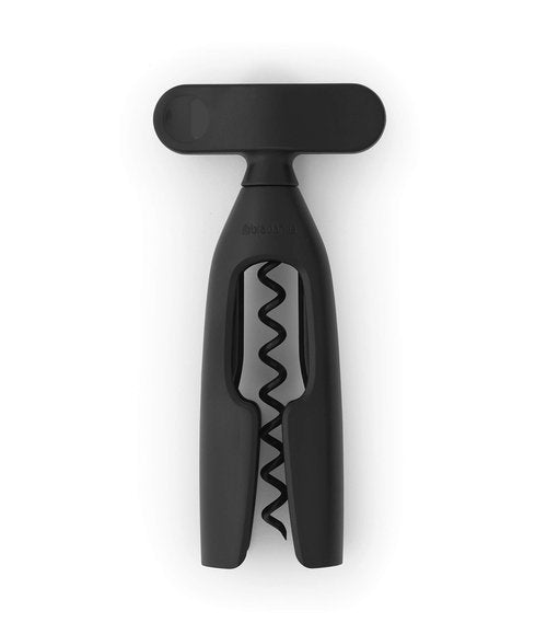 Brabantia Tasty+ Wine Bottle Opener Corkscrew (Dark Gray) Easy To Use, Safe Enclosed Spiral, Extra Large Turning Handle