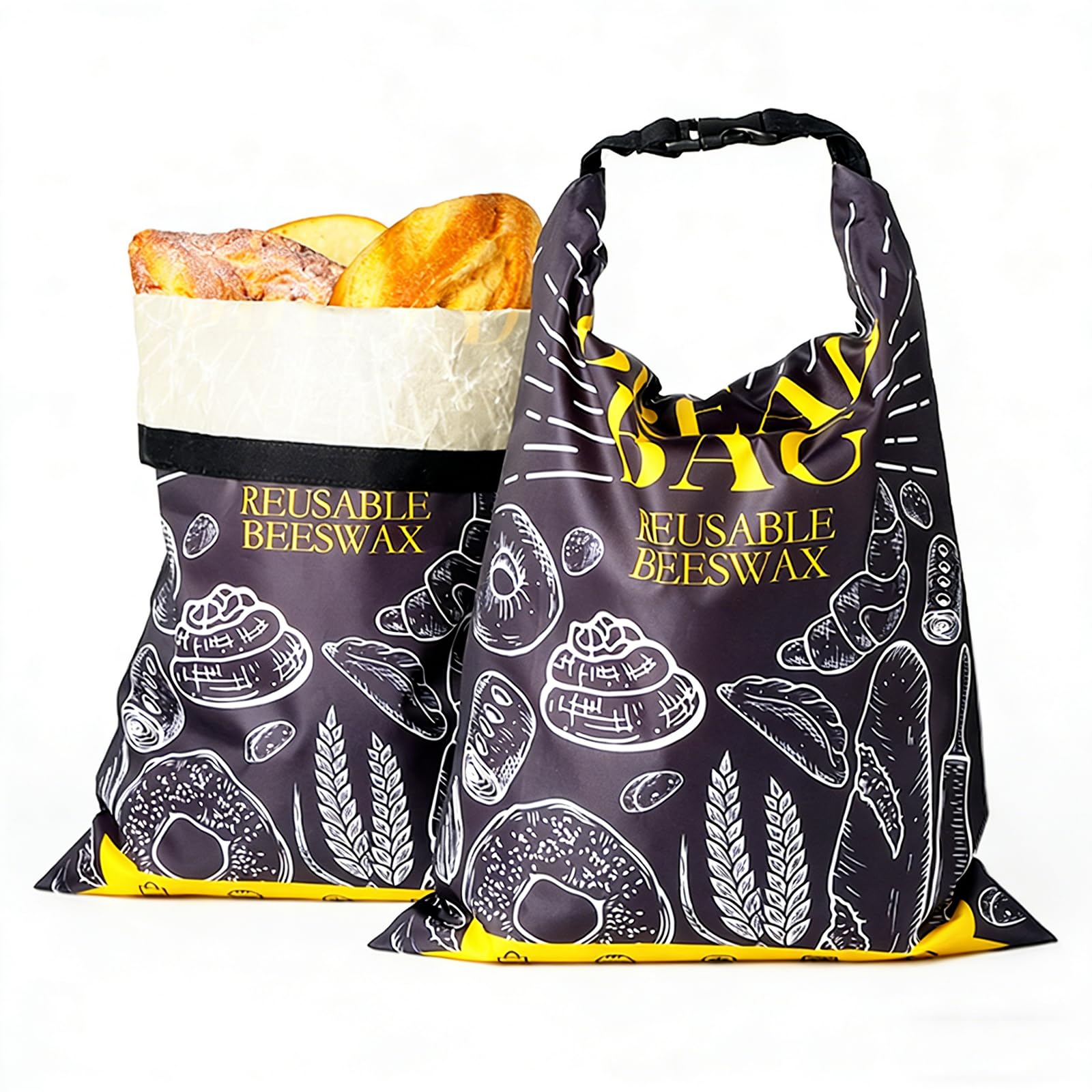 Bread Bags for Homemade Bread- 2 Packs (17 x 12 ") Beeswax Bread Bag Reusable Sourdough Bread Bags for Homemade Food Storage Bag to Keep Sourdough Fresh