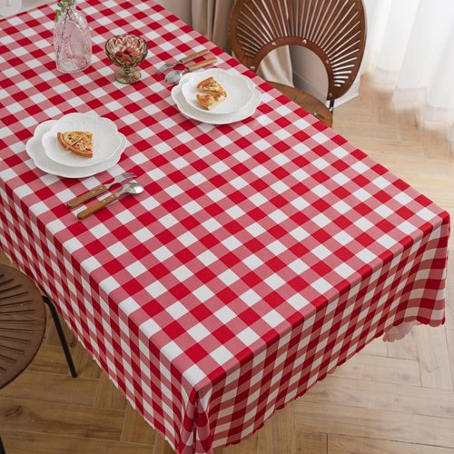 MANGATA CASA 2Pcs Red Gingham Tablecloth for Rectangle Tables-Checkered Table Cloth Waterproof Kitchen & Table Linens-Polyester Buffalo Plaid Wrinkle Free Table Cover(Red 60x102in)