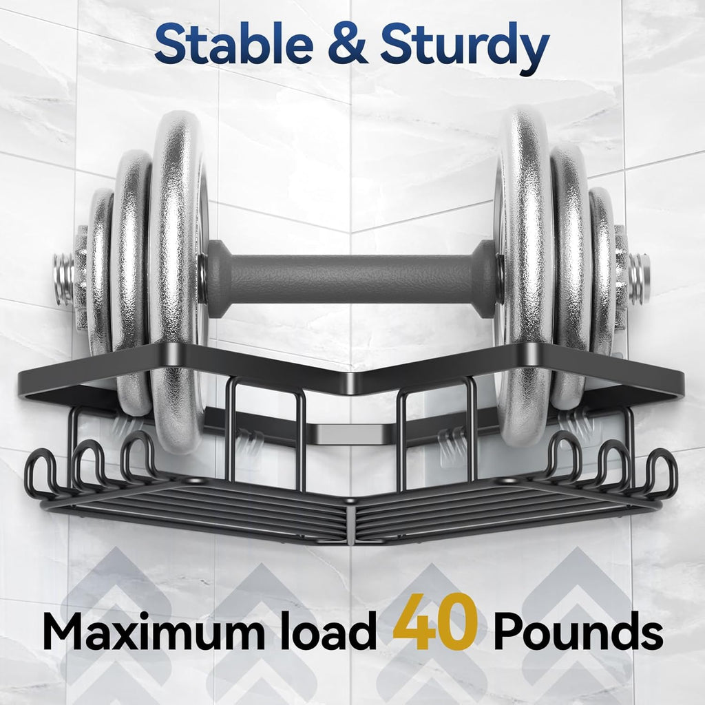 YASONIC L-Shaped Shower Curtain Rod - Durable Design with 3 Pack Corner Shower Caddy
