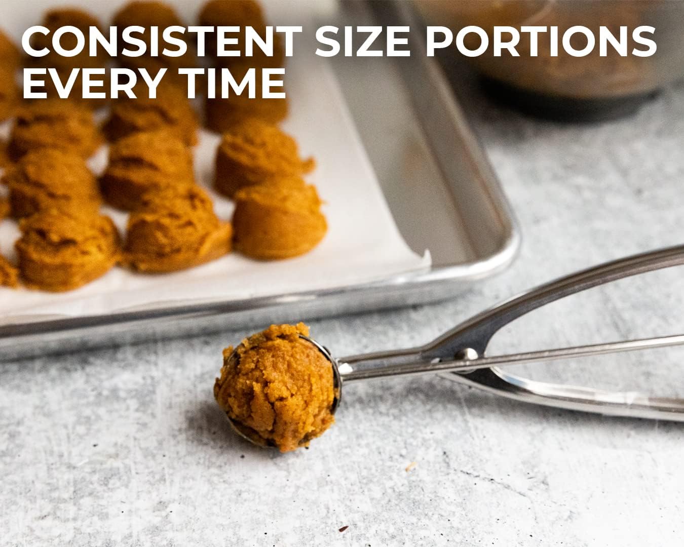 Saffron & Sage Stainless Steel Cookie Scoop - Heavy Duty 2 Tbsp Dough Scoop with Comfortable Handles | Rust Resistant & Dishwasher Safe