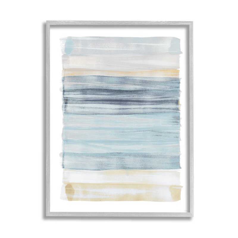 Stupell Industries Tranquil Blue Beige Stripes Pattern Casual Painting, Design by Dan Meneely