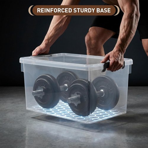Citylife 33 QT Plastic Storage Bins - 6 Pack with Lids & Secure Latching Buckles | Clear Stackable Containers