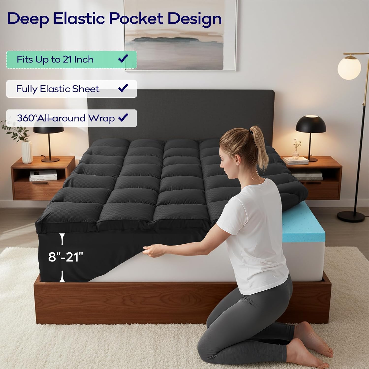 OLANLY Memory Foam Mattress Topper - Dual-Layer 4-Inch Queen Size for Back Pain Relief | Cooling Pillow Top