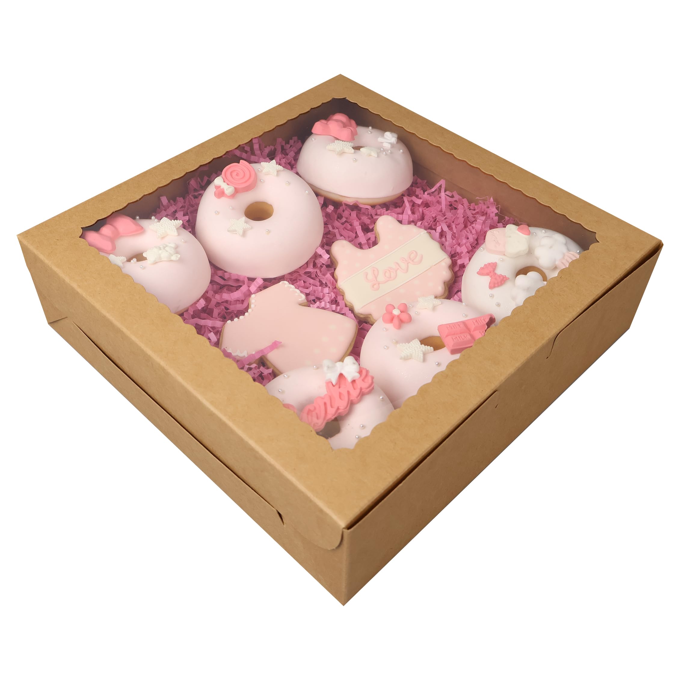 12pcs 9x9x2.5 Inches Brown Pie Box Bakery Boxes with Window Cookie boxes Treat Boxes Dessert Boxes Donut Boxes Muffin Boxes for Pastry Candy Small Cake Cupcake for Gift Giving Party