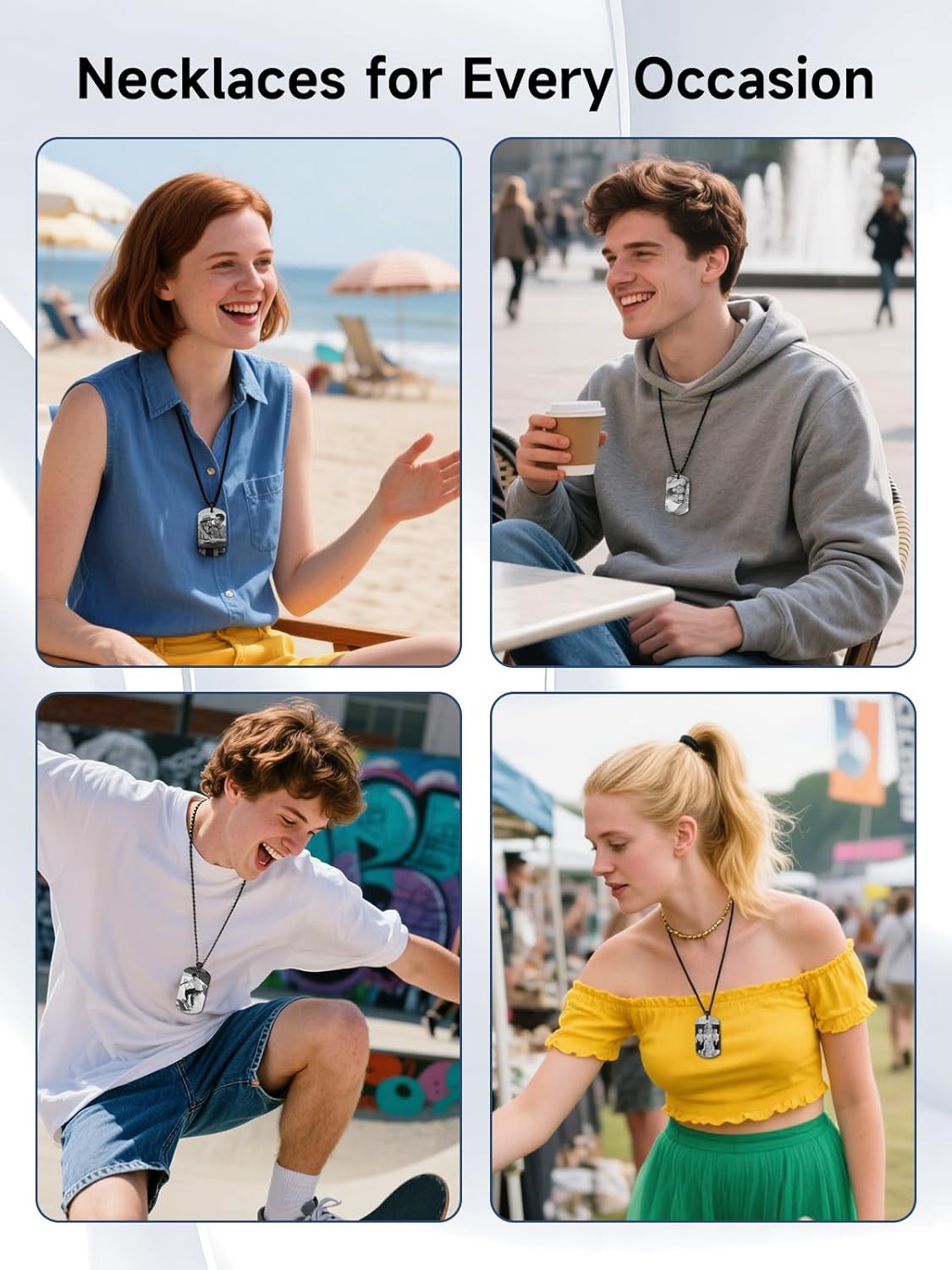 Skiennix Personalized Picture Necklace - Custom Engraved Dog Tag for Unique Gifts | Men & Women