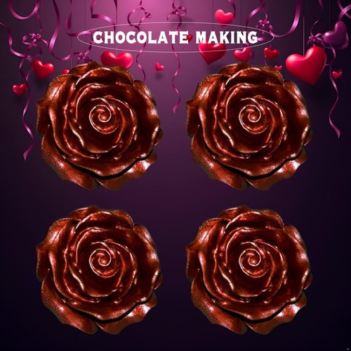 8 PCS Blooming Rose Flower Silicone Molds - Chocolate & Candy Mold, Wedding Cake Decorating Tools, Fondant Sugarcraft Cake Molds