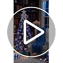 TURNMEON Blue 4 Ft Lighted Artificial Christmas Tree with Warm White Lights & Ornaments