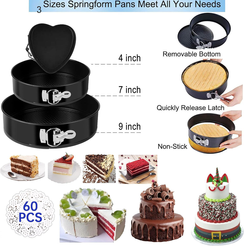 Skiennix 567 PCS Cake Decorating Kit - Complete Baking Set with Springform Pans & Rotating Turntable
