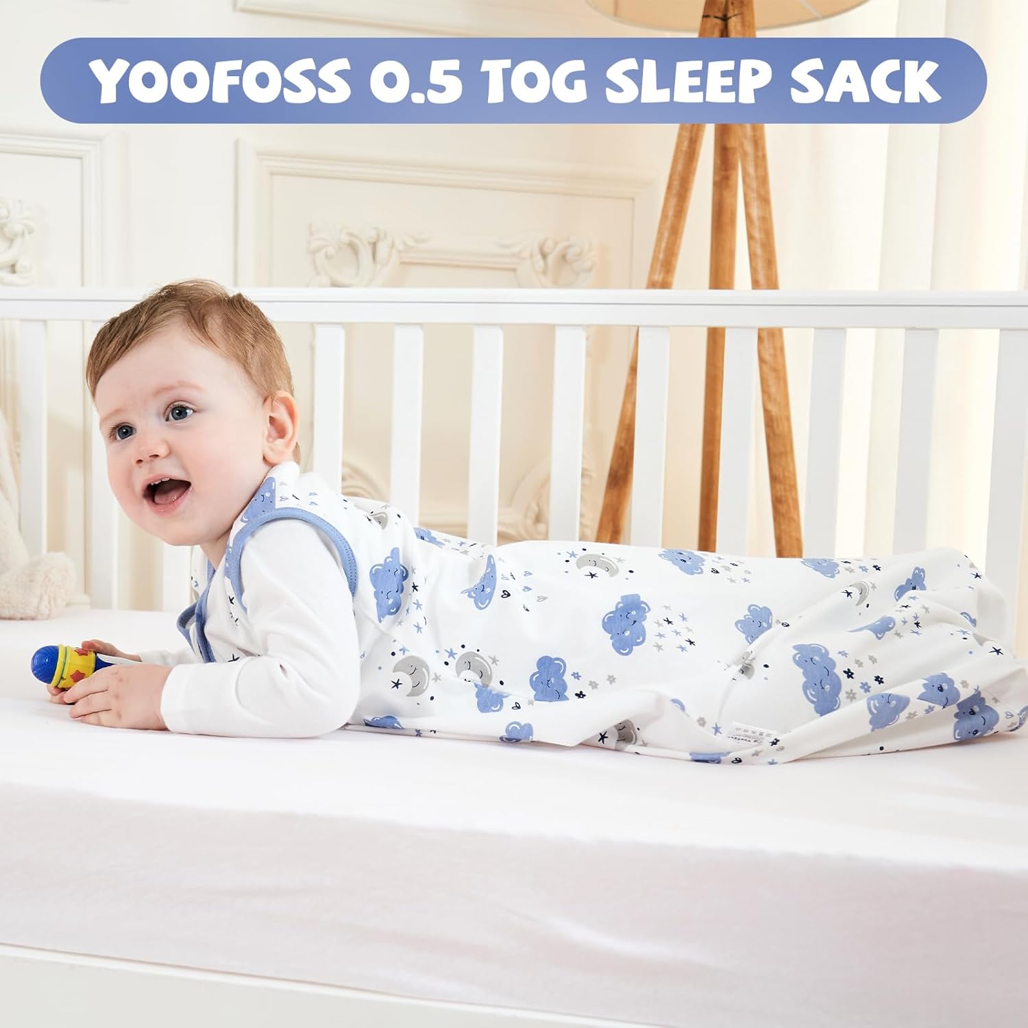 Yoofoss Baby Sleep Sack - 100% Organic Cotton Wearable Blanket for 0-6 Months | 2-Way Zipper, Lightweight TOG 0.5