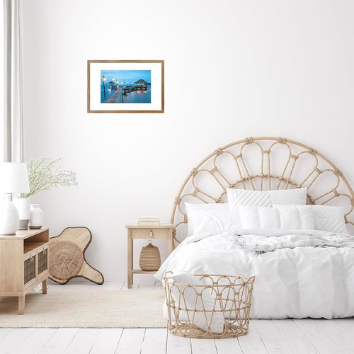 JCJMY 11x17 Picture Frame - Rustic Brown Design with 8x10 Mat | Shatter-Resistant Plexiglass