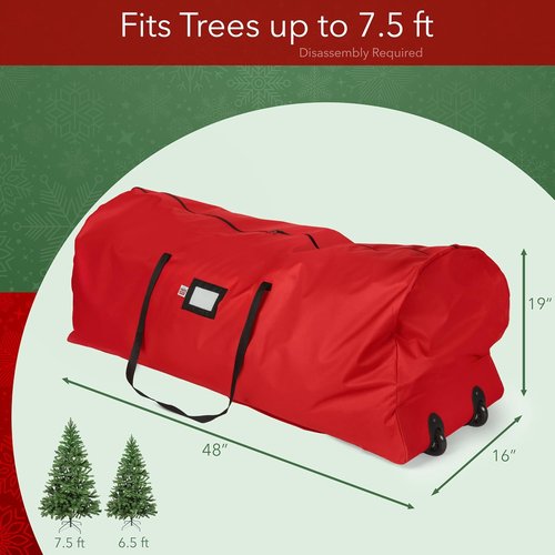Holiday Cheer Christmas Tree Storage Bag - Heavy Duty Waterproof Bag for 7.5ft Artificial Trees | Durable Wheels & Zipper