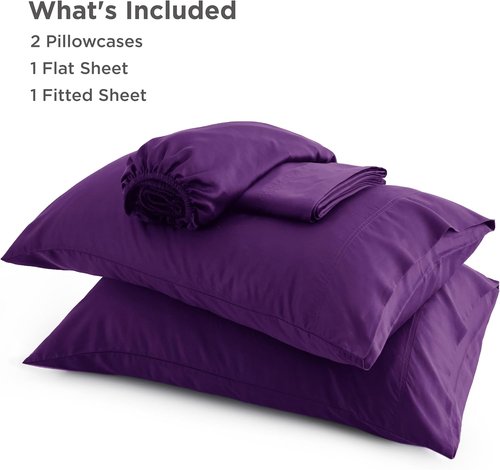 Bedsure Cooling Bed Sheets - Rayon from Bamboo, Breathable & Soft | Full Size, Deep Pocket Up to 16 Inches, Plum