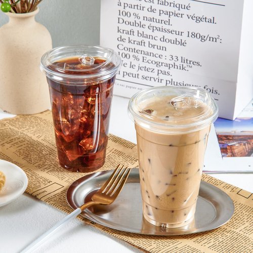 [90 PACK] 20 oz Clear Plastic Cups With Strawless Sip Lids, Disposable Plastic Cups With Sip Through Lids for Ice Coffee, Smoothie, Slurpee, or Any Cold Drinks