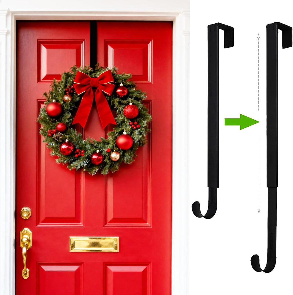 Regine Switzerland Wreath Hanger - Adjustable 15" to 25" for Christmas & Fall Decorations | Black