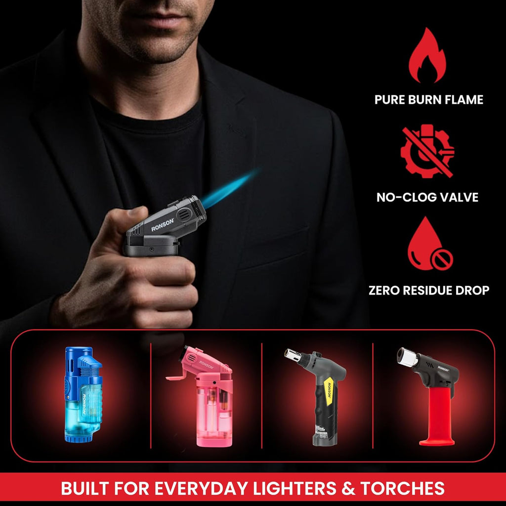 Ronson Butane Fuel Refill 75ml - Clean Burning Universal Lighter Fluid for Torch & Kitchen Use | Pack of 2